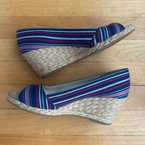 NIB Lucky Brand Kareena Wedges in Classic Combo Hilary Stripe size 7